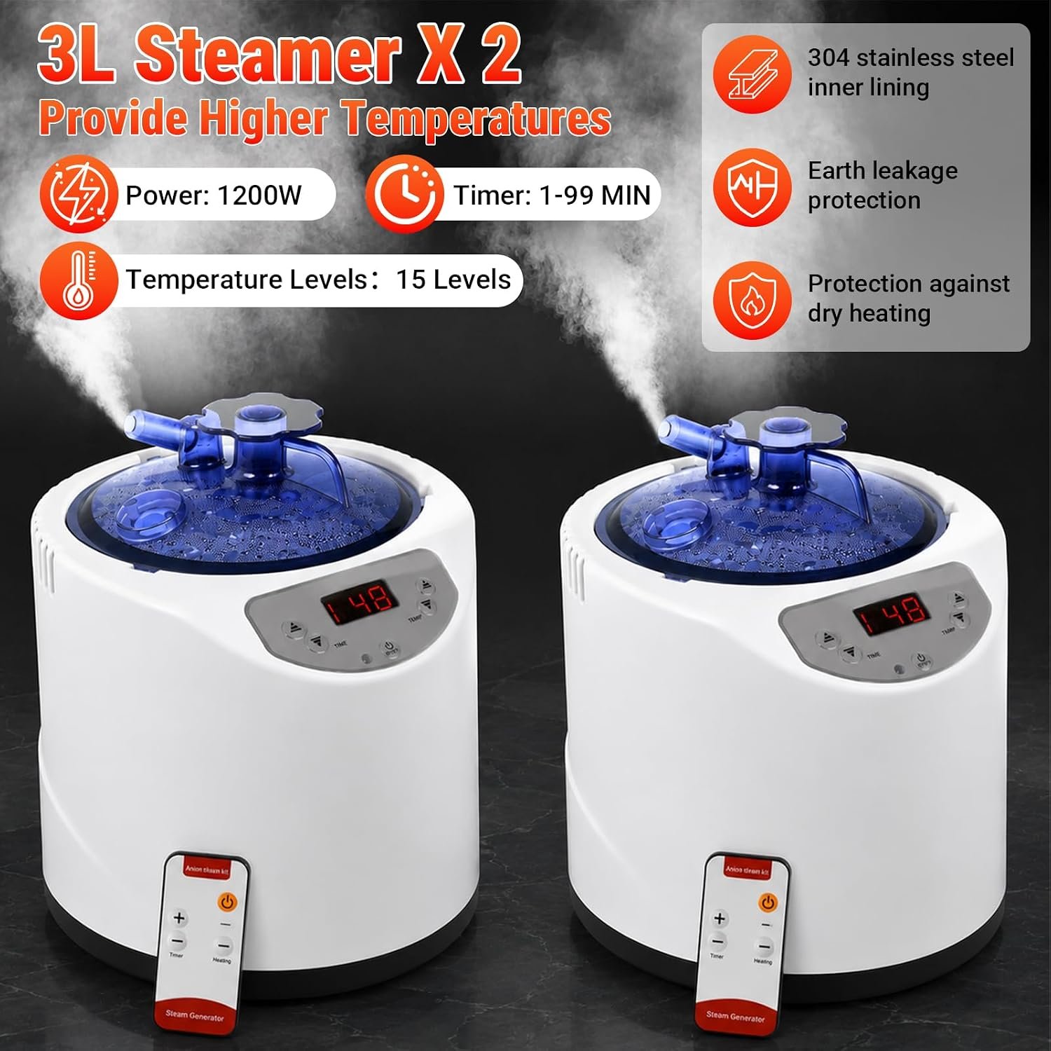 2-Person Steam Sauna with Dual Red Light Therapy – 160 LED Panel, 99-Min Timer - Image 5
