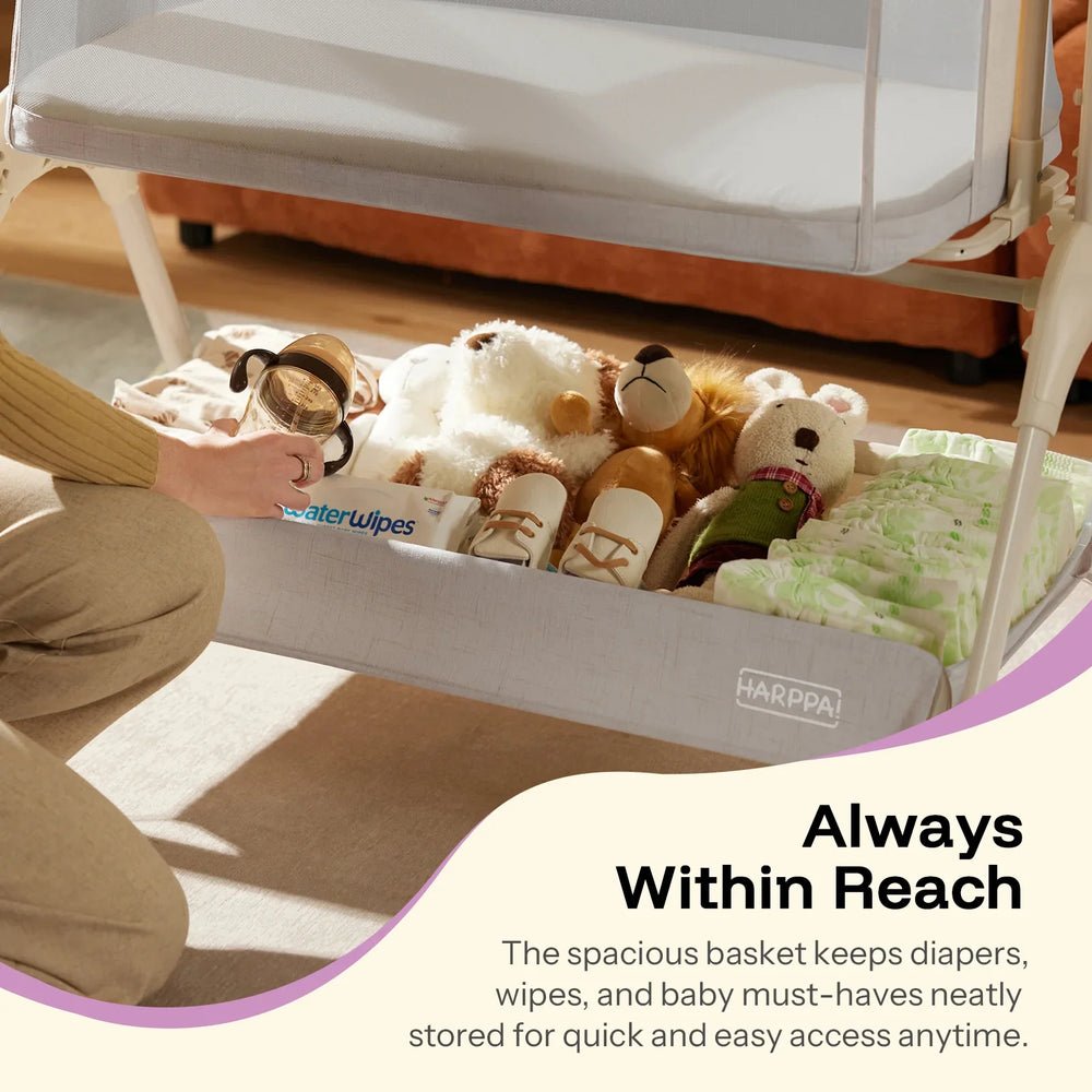 3-in-1 Rocking Baby Bassinet & Bedside Sleeper – Adjustable Height, Anti-Reflux Tilt, Mesh Sides - Image 2