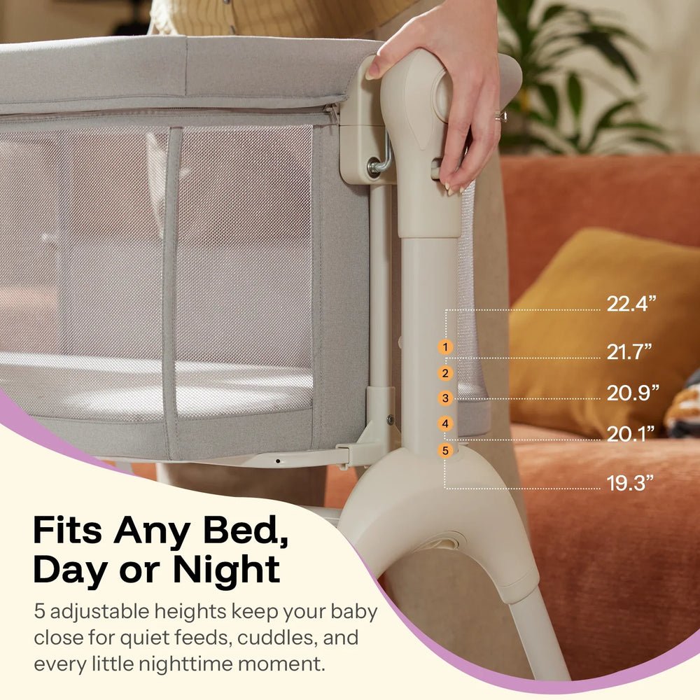 3-in-1 Rocking Baby Bassinet & Bedside Sleeper – Adjustable Height, Anti-Reflux Tilt, Mesh Sides - Image 5