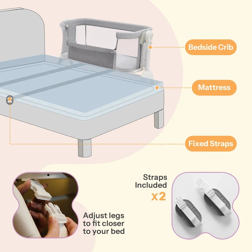 3-in-1 Rocking Baby Bassinet & Bedside Sleeper – Adjustable Height, Anti-Reflux Tilt, Mesh Sides - Image 6