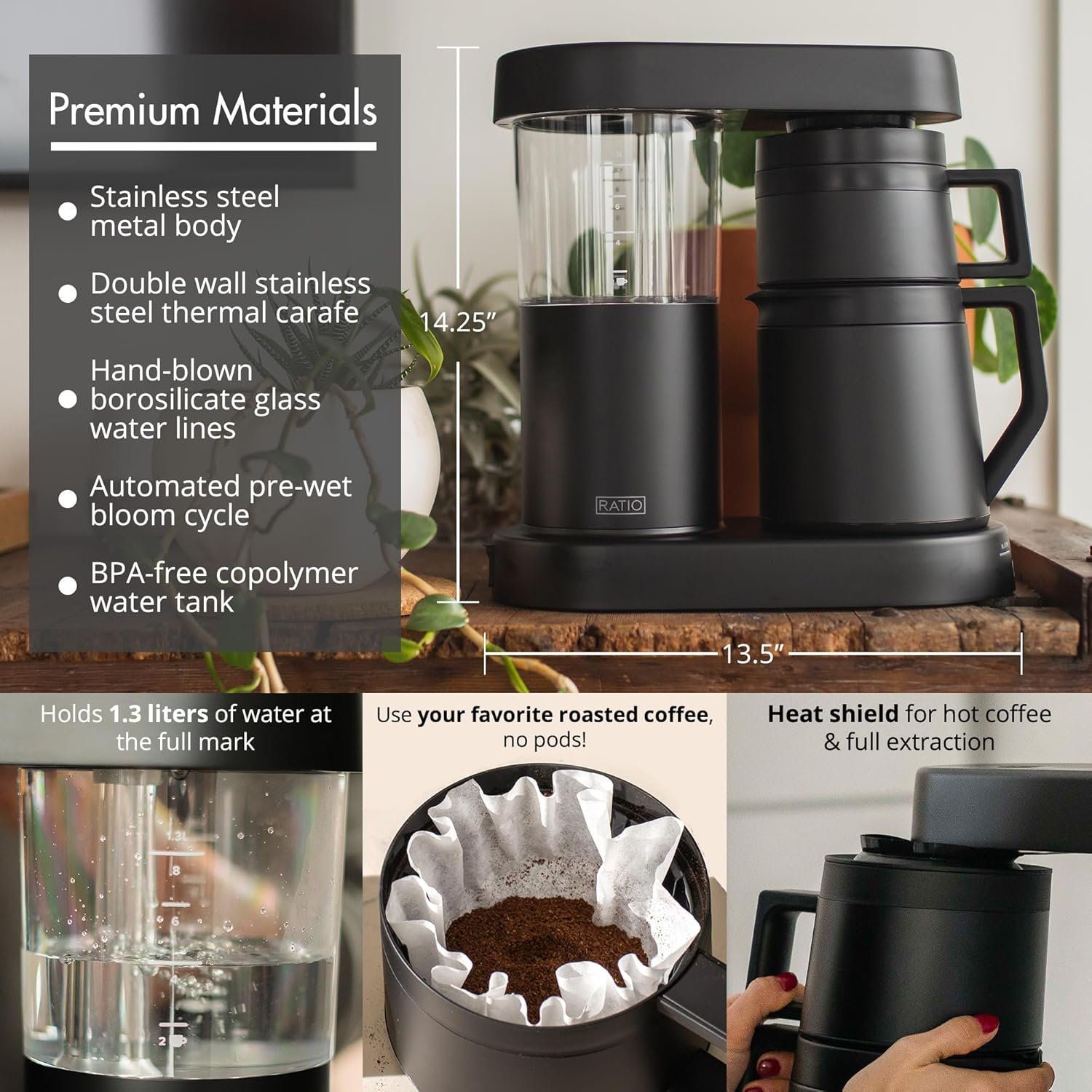 Simulated Pour-Over Coffee Maker – SCA Certified, One-Button Brewing, Thermal Carafe - Image 7