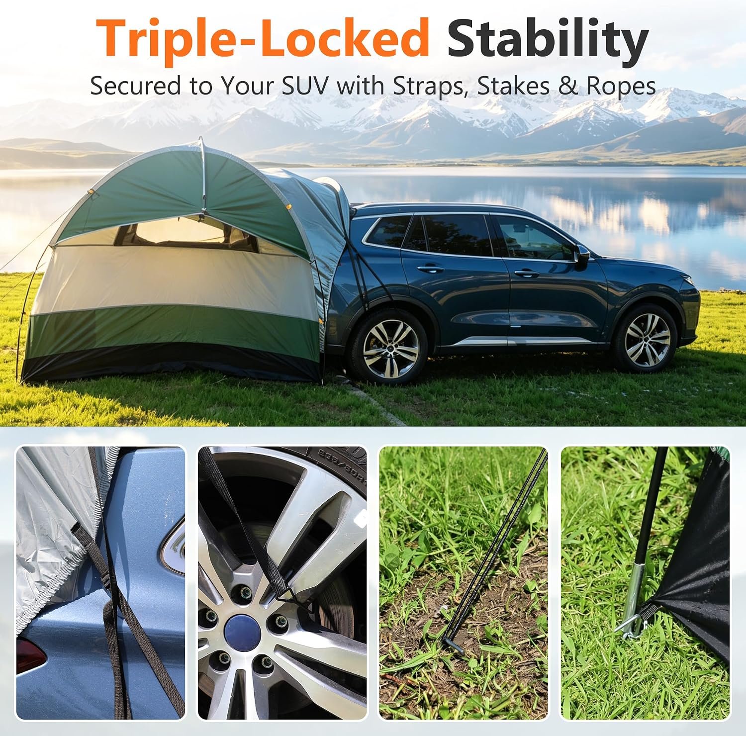 8x8 SUV Tailgate Tent – Dual-Use Standalone or Vehicle-Attached, 5-8 Person - Image 3