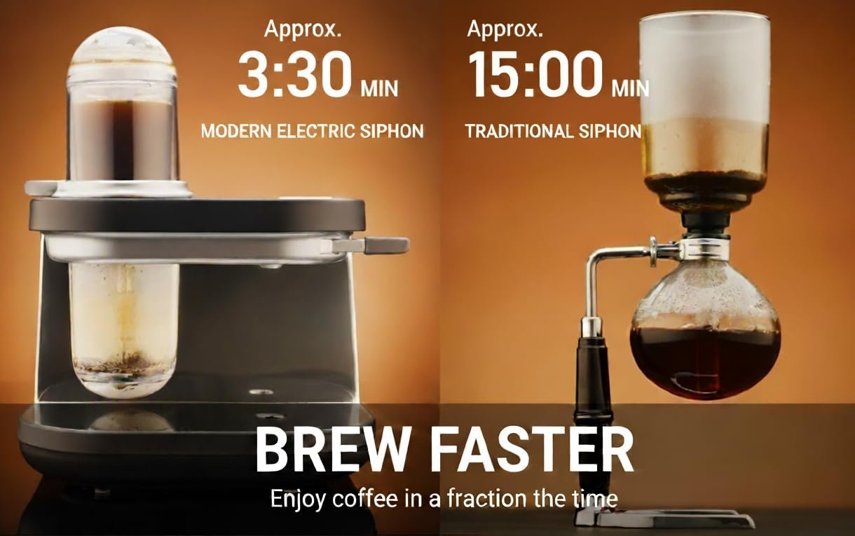 Automated Siphon Coffee Maker – Vacuum & Steam Brewing, 9 Flavor Settings, 3-Minute Brew - Image 2
