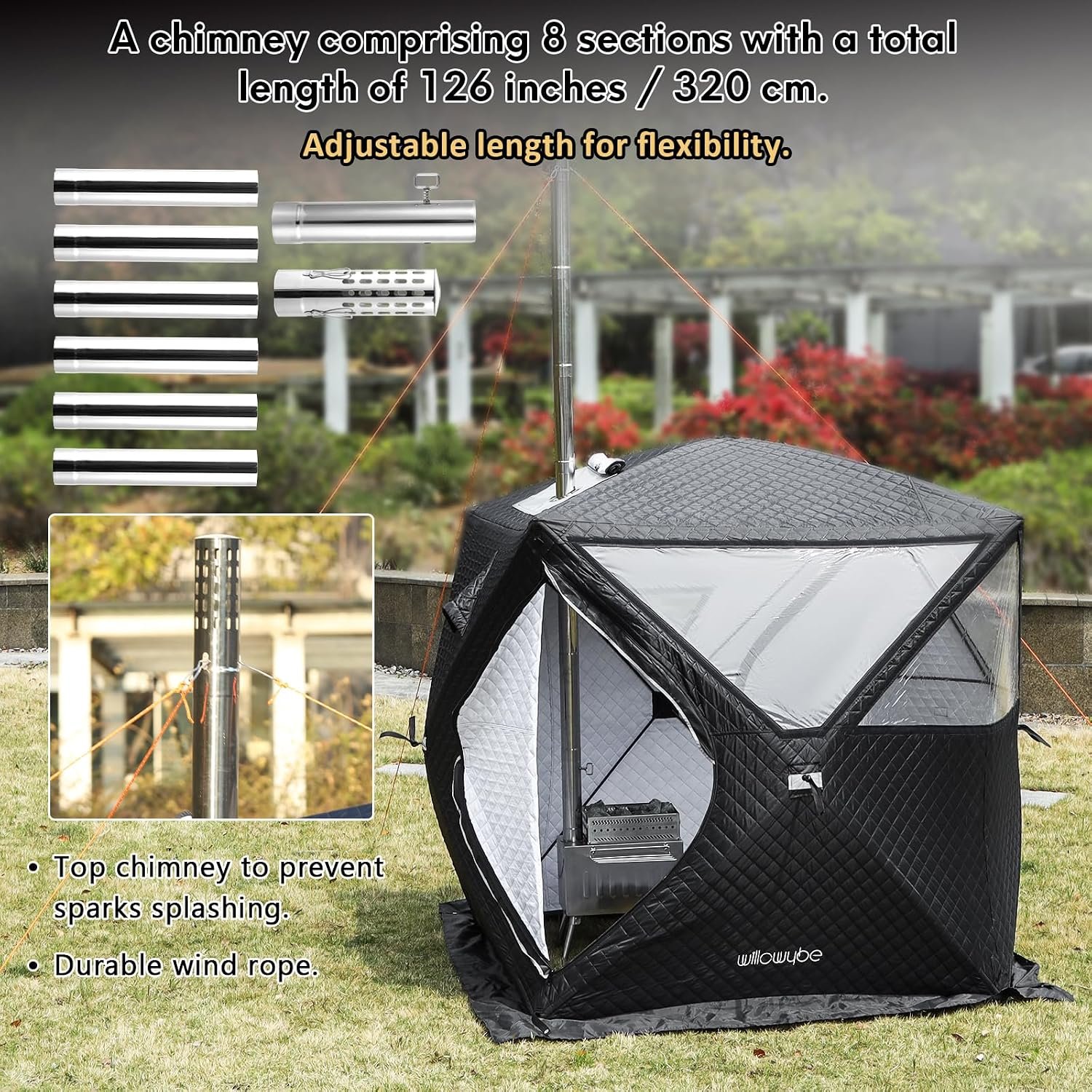 Portable Outdoor Wood-Fired Sauna Set – 4-Person Tent & Stove, 3-Minute Setup - Image 2