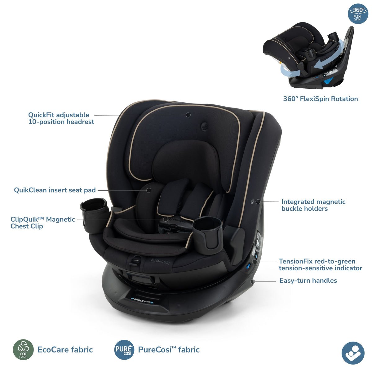 360° Rotating All-in-One Convertible Car Seat – Birth to Age 10 - Image 7