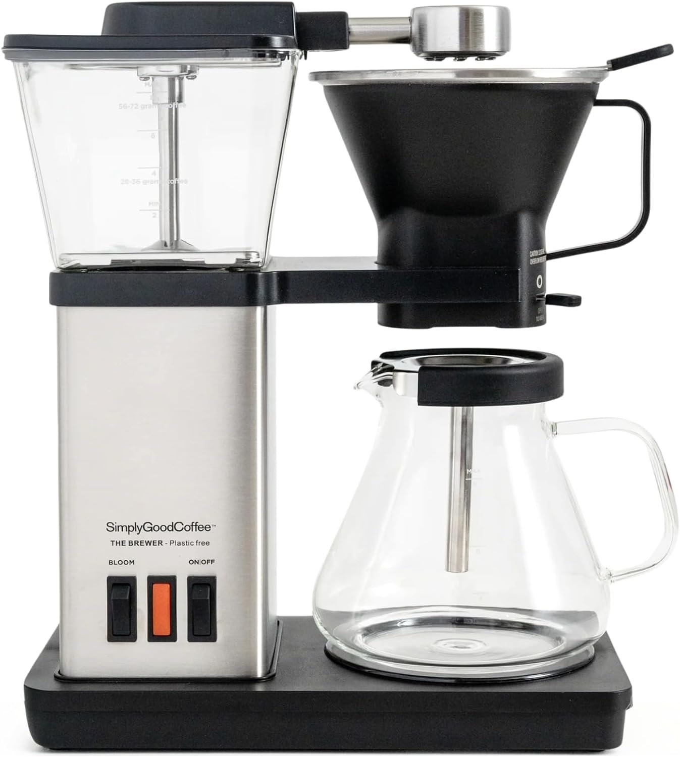 Plastic-Free Automatic Drip Coffee Brewer – Stainless Steel & Glass Brew Path, 8-Cup - Image 2
