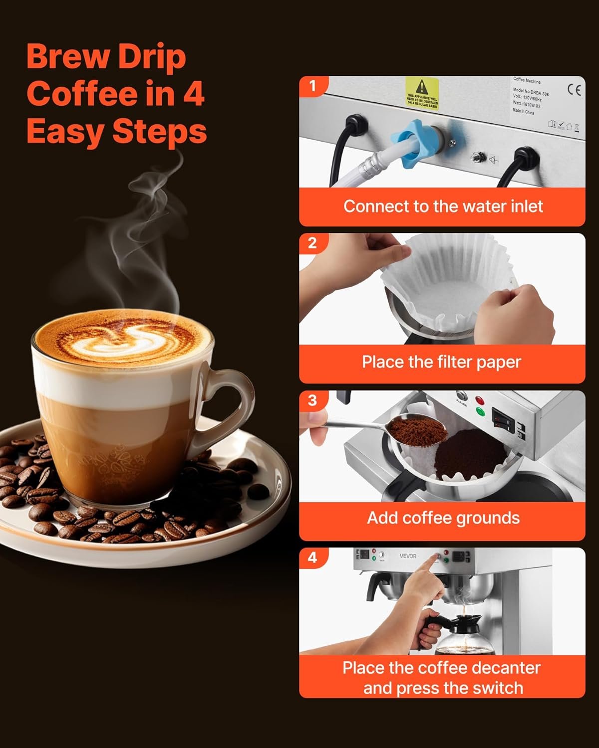 Commercial Dual-Head Coffee Maker – 24-Cup Capacity, 4 Carafes, 6-Minute Brew - Image 3