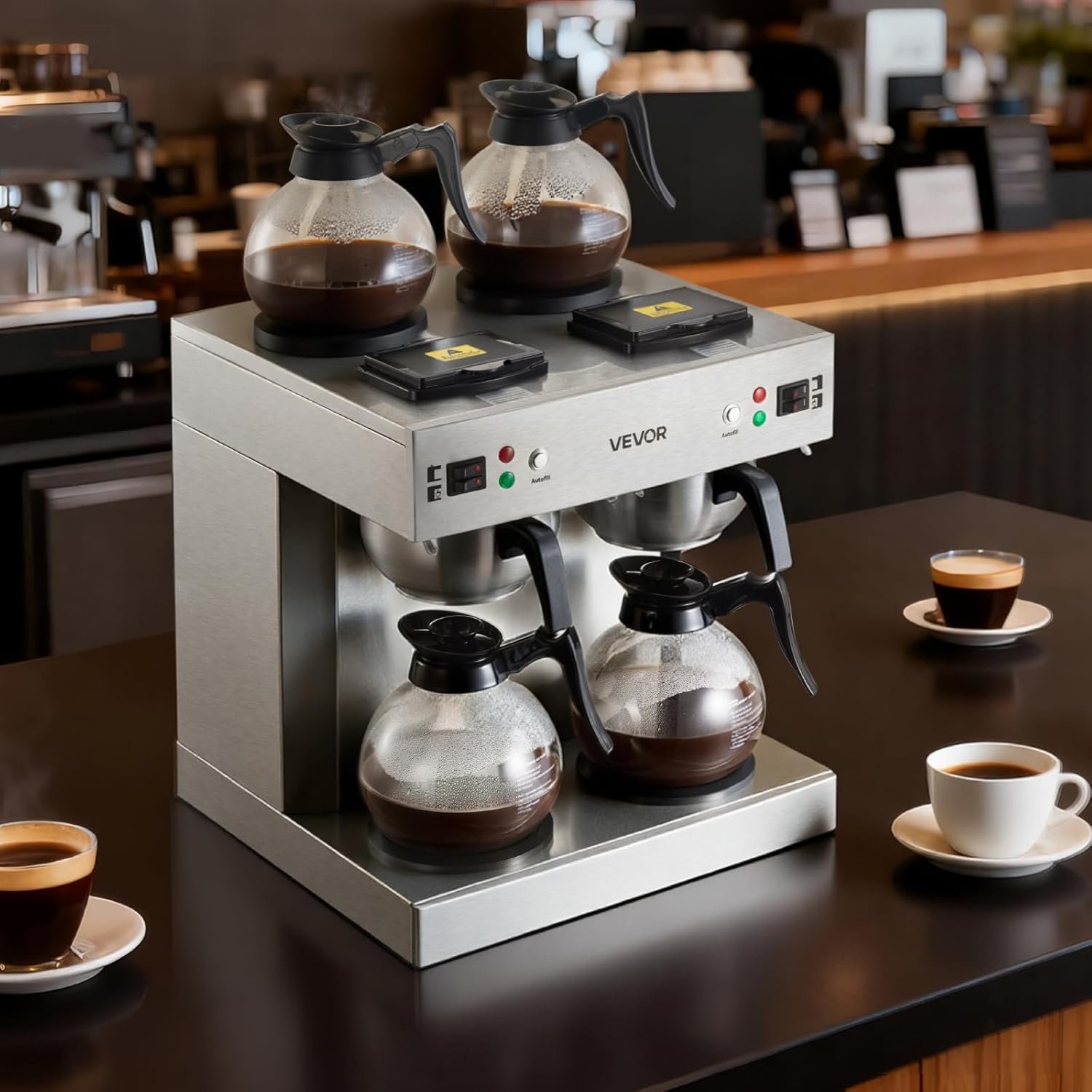 Commercial Dual-Head Coffee Maker – 24-Cup Capacity, 4 Carafes, 6-Minute Brew - Image 5