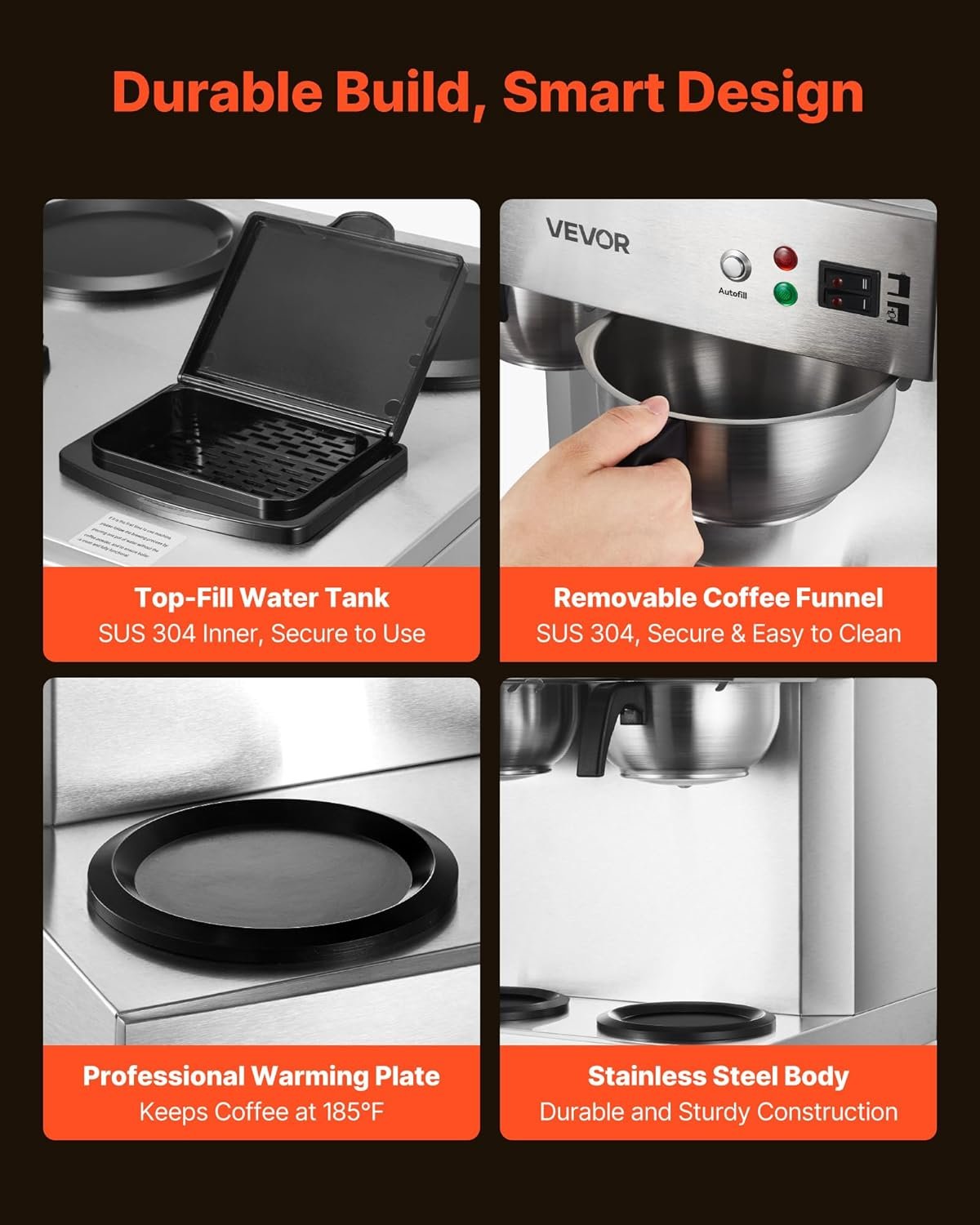 Commercial Dual-Head Coffee Maker – 24-Cup Capacity, 4 Carafes, 6-Minute Brew - Image 4