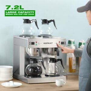 Commercial 12-Cup Coffee Maker with Water Line – Dual Carafe & Warmer System, Auto-Fill