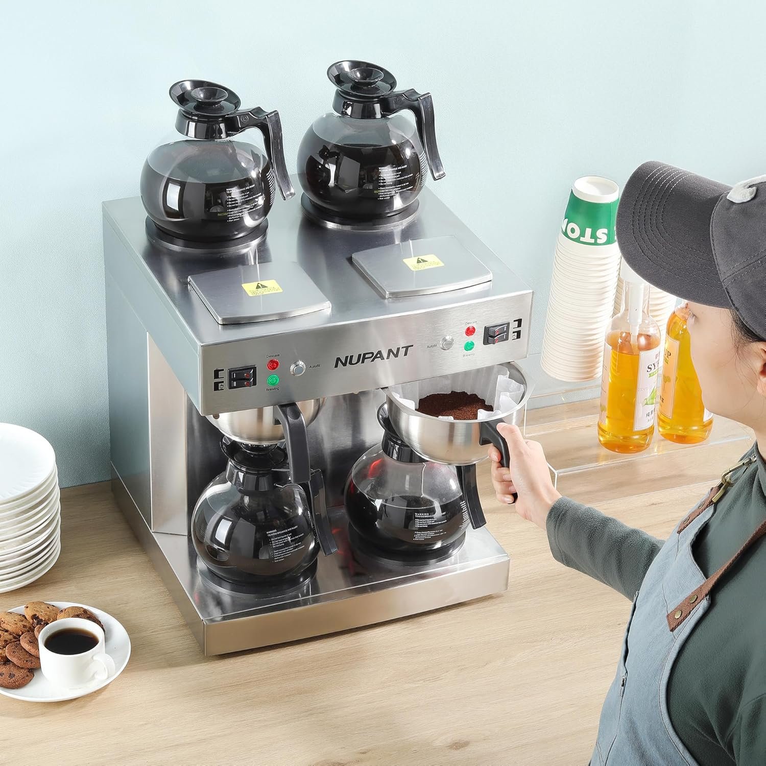 Commercial 12-Cup Coffee Maker with Water Line – Dual Carafe & Warmer System, Auto-Fill - Image 5