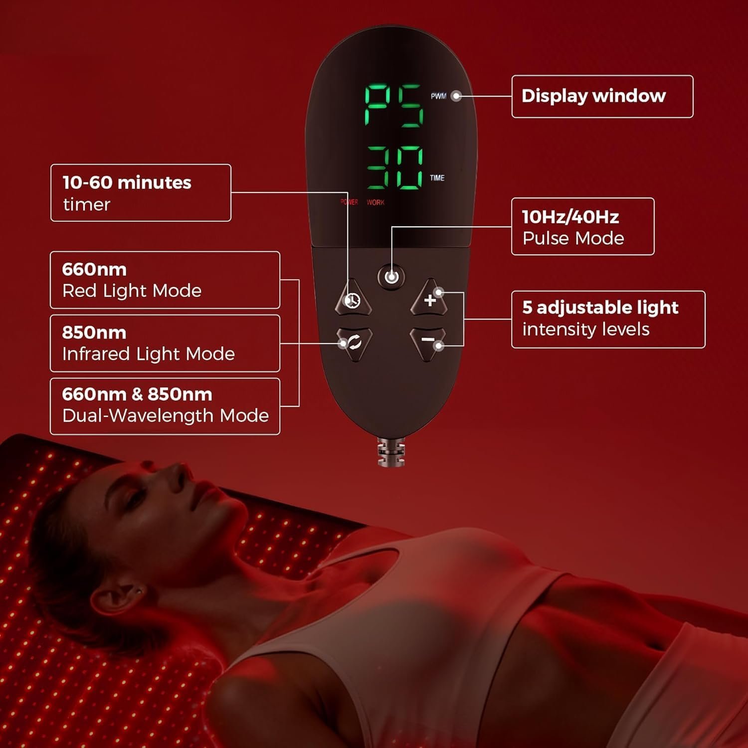 Professional-Grade Red Light Therapy Mat – 1,440 SMD 5050 LEDs, Dual Wavelength - Image 4