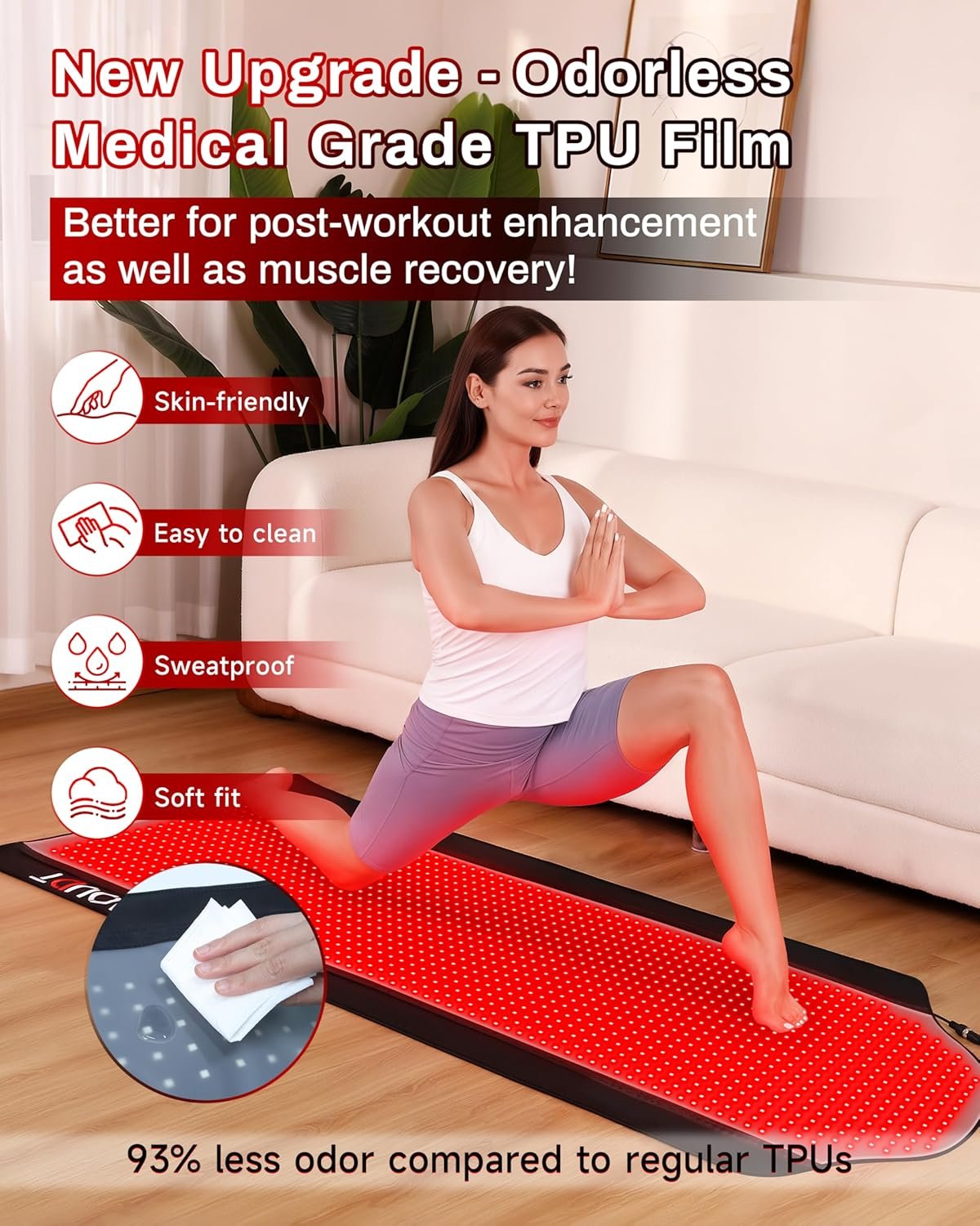 Full-Body Red Light Therapy Mat – Medical-Grade TPU Surface, 1,400 LEDs, 3 Modes