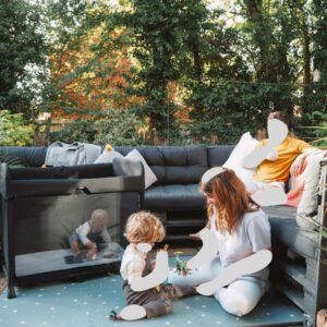 5-in-1 Adjustable High Chair + Pop-Up Playard Bundle with Bassinet & Sheet