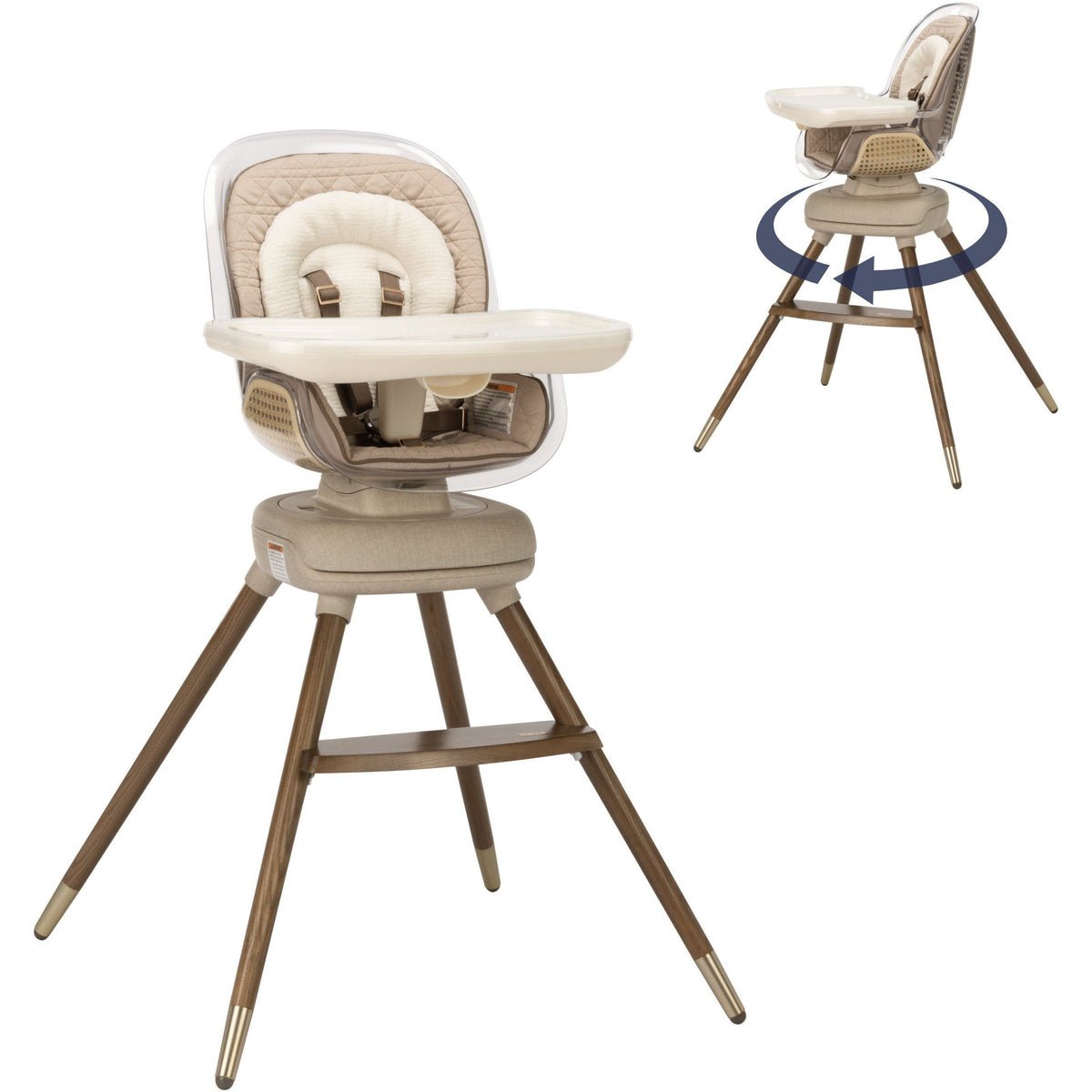 360° Rotating 7-in-1 High Chair – Ash Wood Legs, Recycled Fabric - Image 8