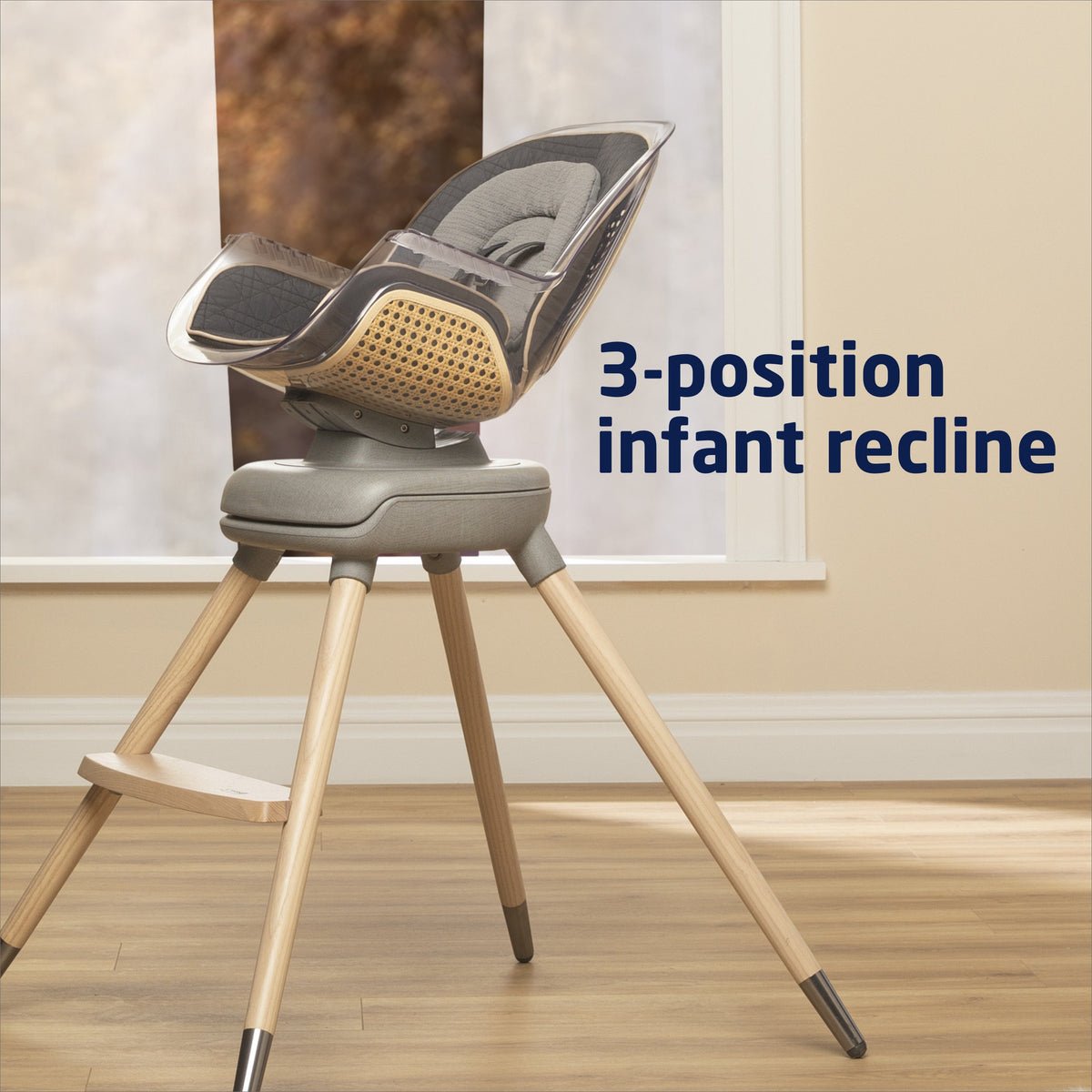 360° Rotating 7-in-1 High Chair – Ash Wood Legs, Recycled Fabric - Image 7