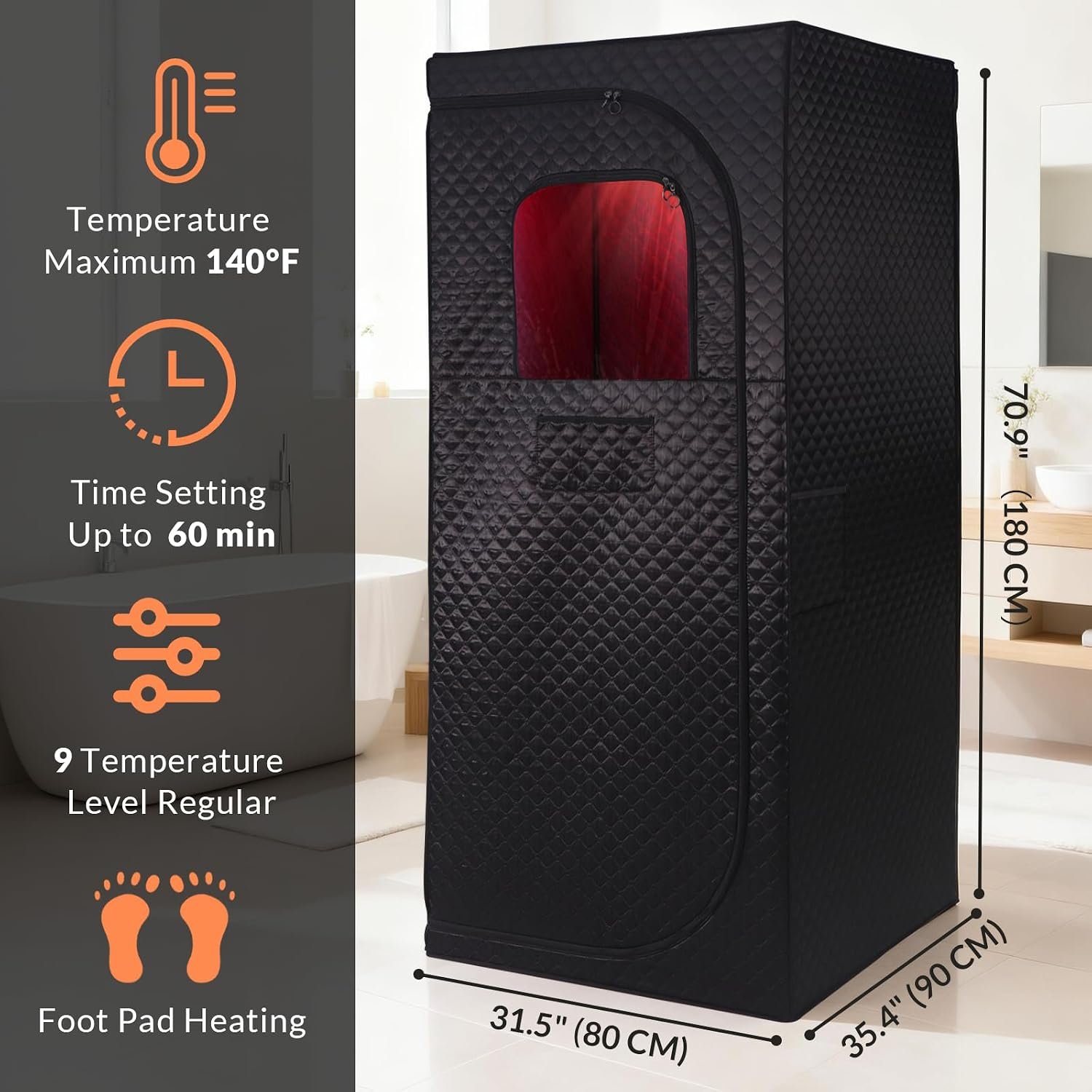 Dry Infrared Sauna Box with Red Light Therapy – 9 Heat Levels, Foldable Chair & Heated Foot Pad - Image 3