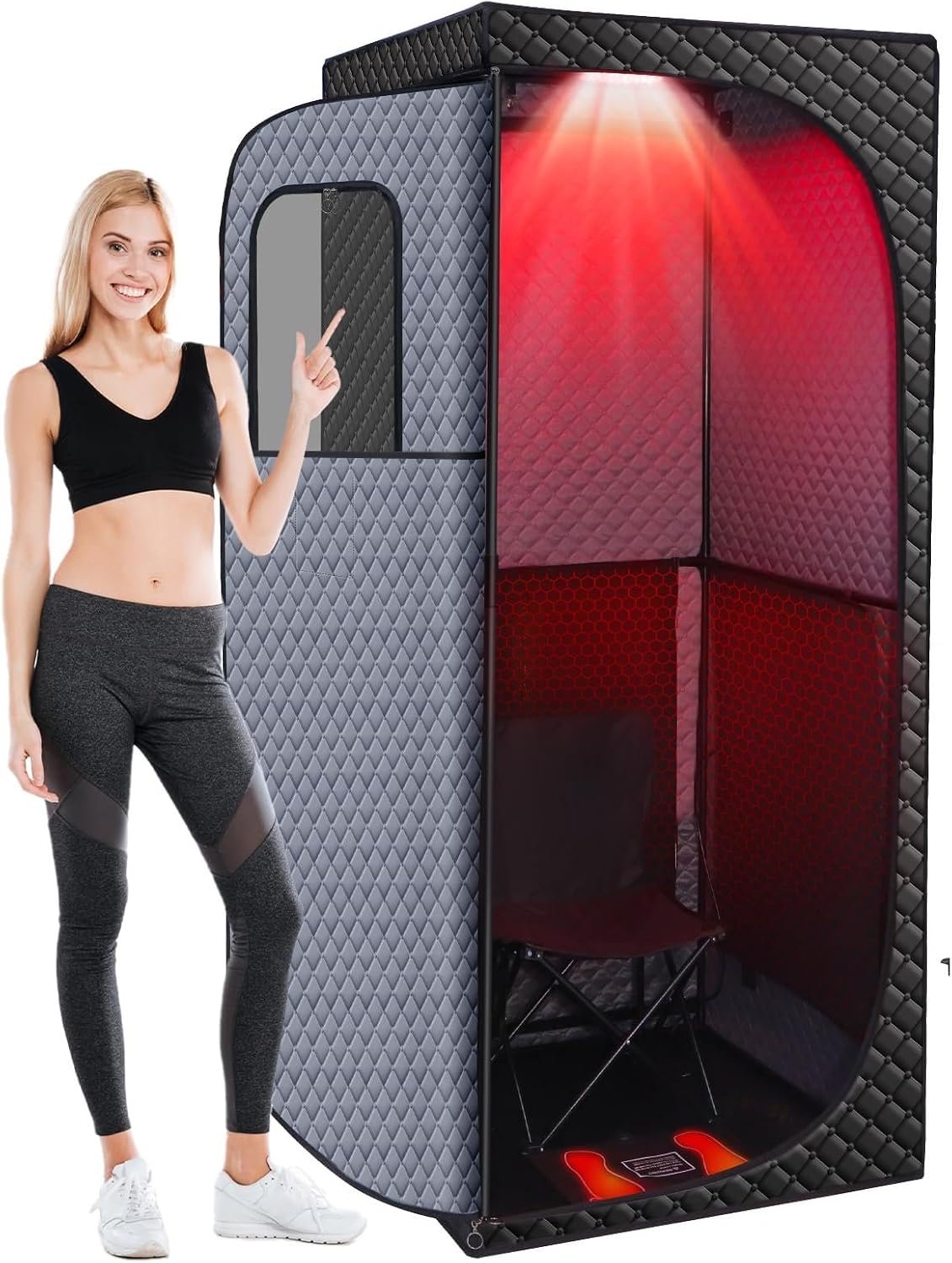 Dry Infrared Sauna Box with Red Light Therapy – 9 Heat Levels, Foldable Chair & Heated Foot Pad - Image 2