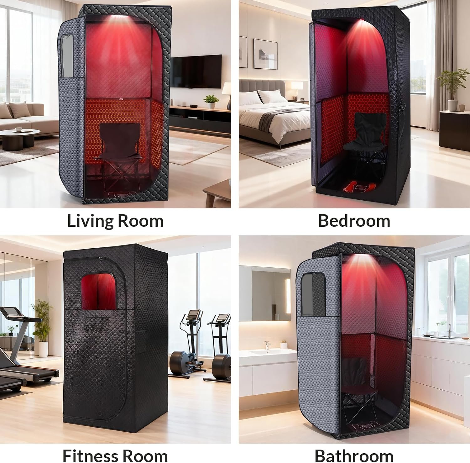 Dry Infrared Sauna Box with Red Light Therapy – 9 Heat Levels, Foldable Chair & Heated Foot Pad - Image 6
