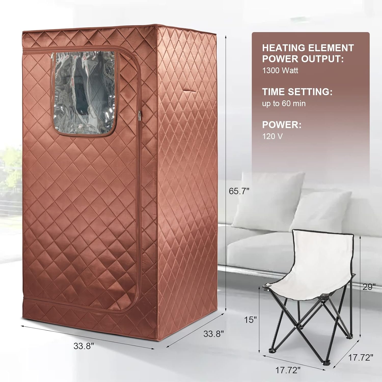 Full-Size Dry Infrared Sauna Tent – 3-Panel Heating, Remote Control, Foldable Chair & Foot Pad - Image 3