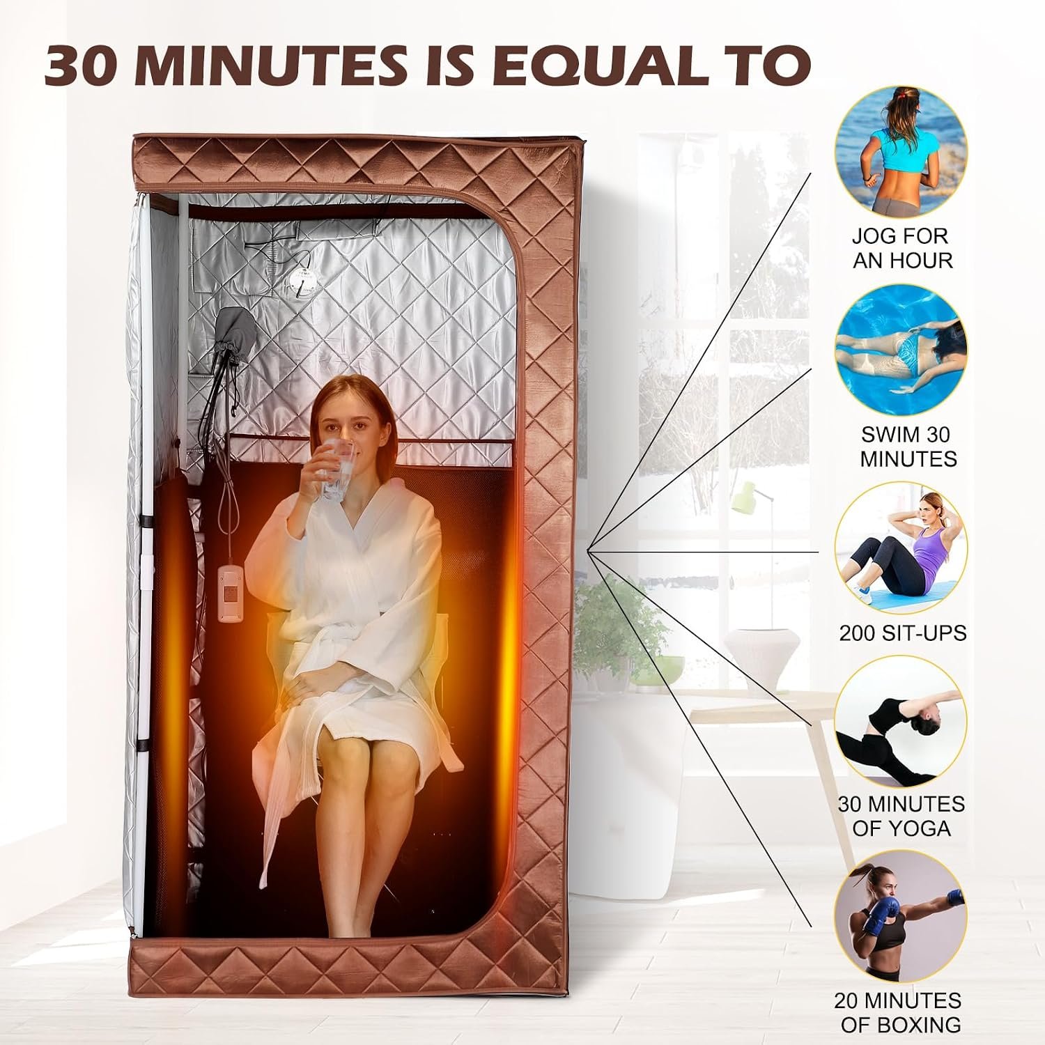 Full-Size Dry Infrared Sauna Tent – 3-Panel Heating, Remote Control, Foldable Chair & Foot Pad - Image 2