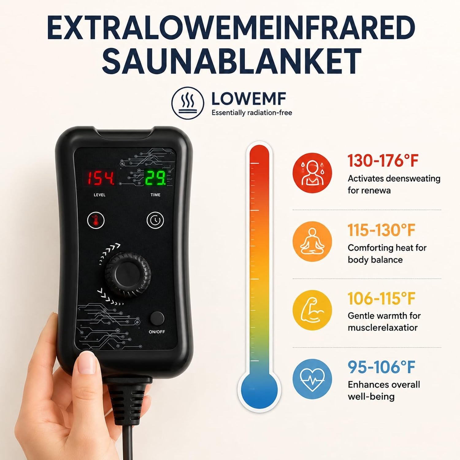 Low EMF Infrared Sauna Blanket with Support Pillow – PU Leather Cover, Dual-Zip Design - Image 6