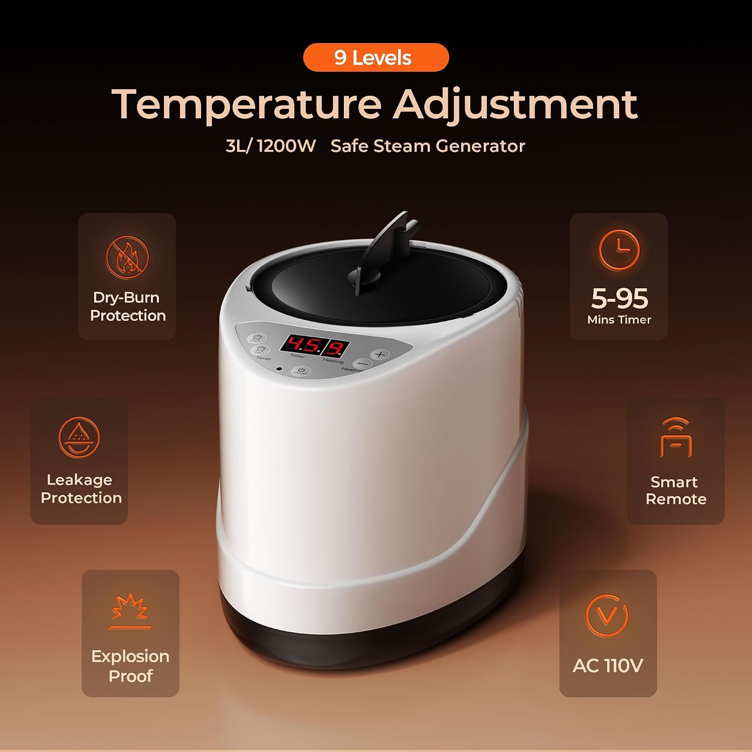 Portable Steam Sauna Box with Red Light Therapy – 660nm/850nm, 9 Heat Levels, Folding Chair - Image 5