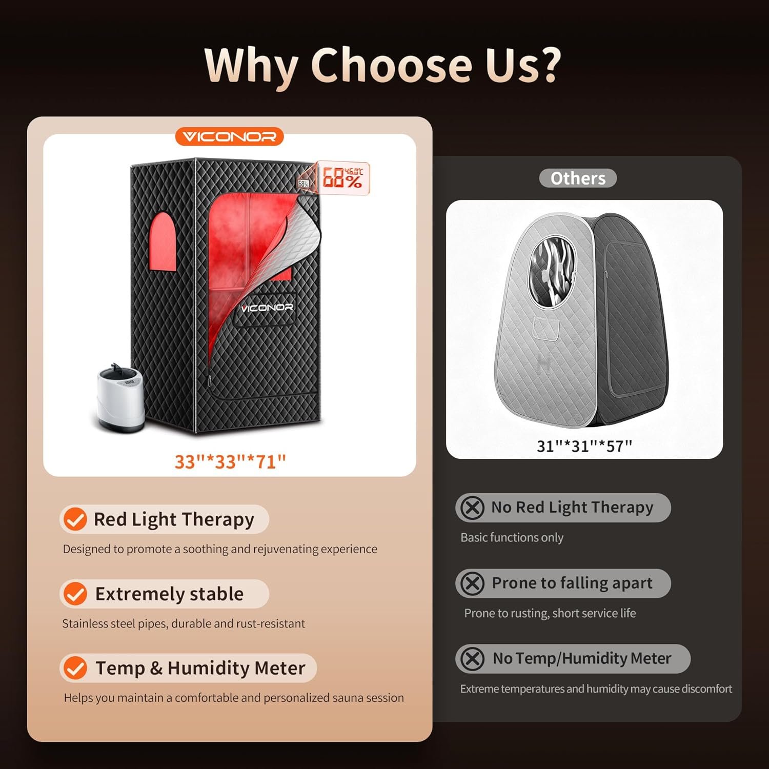 Portable Steam Sauna Box with Red Light Therapy – 660nm/850nm, 9 Heat Levels, Folding Chair - Image 6