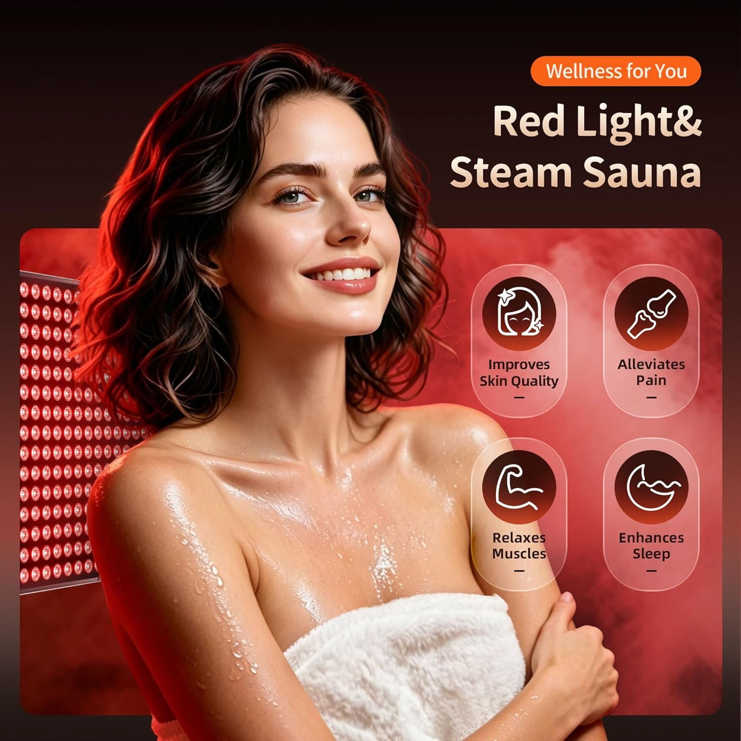 Portable Steam Sauna Box with Red Light Therapy – 660nm/850nm, 9 Heat Levels, Folding Chair - Image 3