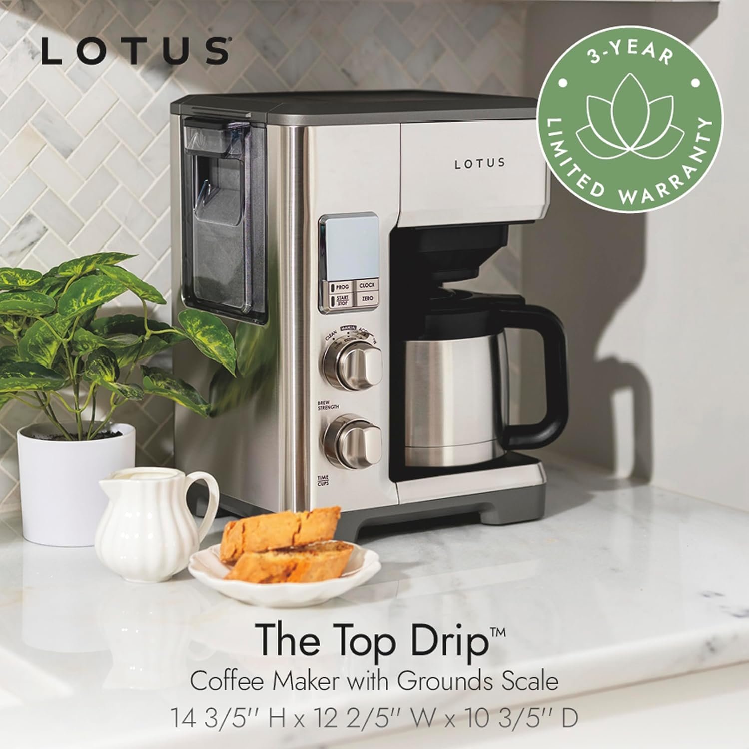 Precision Drip Coffee Maker with Built-In Grounds Scale – SCA Certified, Thermal Carafe, 10-Cup
