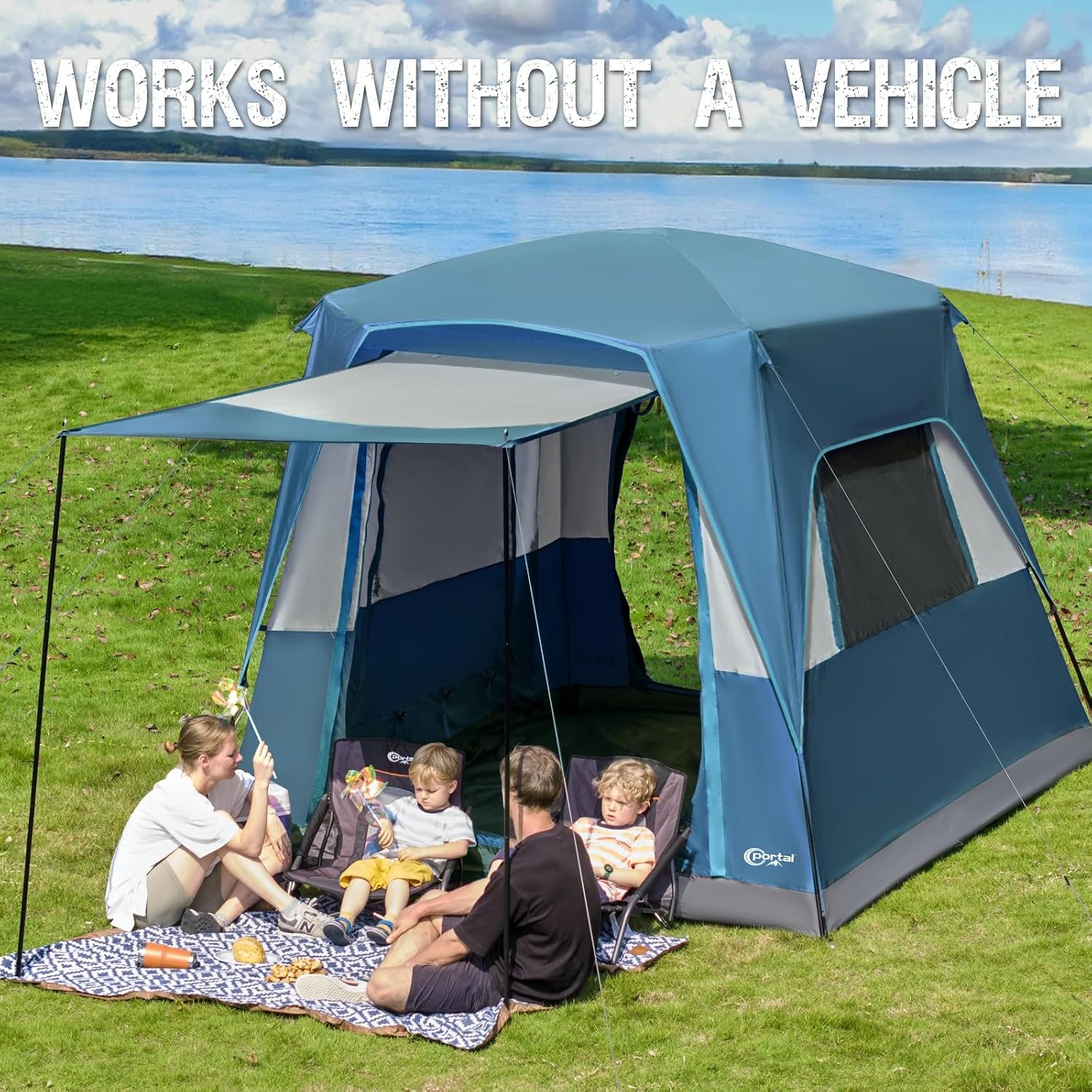 5-Person SUV Camping Tent with Porch – Water-Resistant Trunk Tent for Car Camping & Tailgating