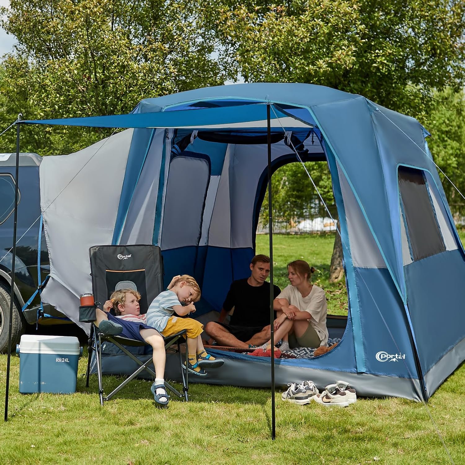 5-Person SUV Camping Tent with Porch – Water-Resistant Trunk Tent for Car Camping & Tailgating - Image 6