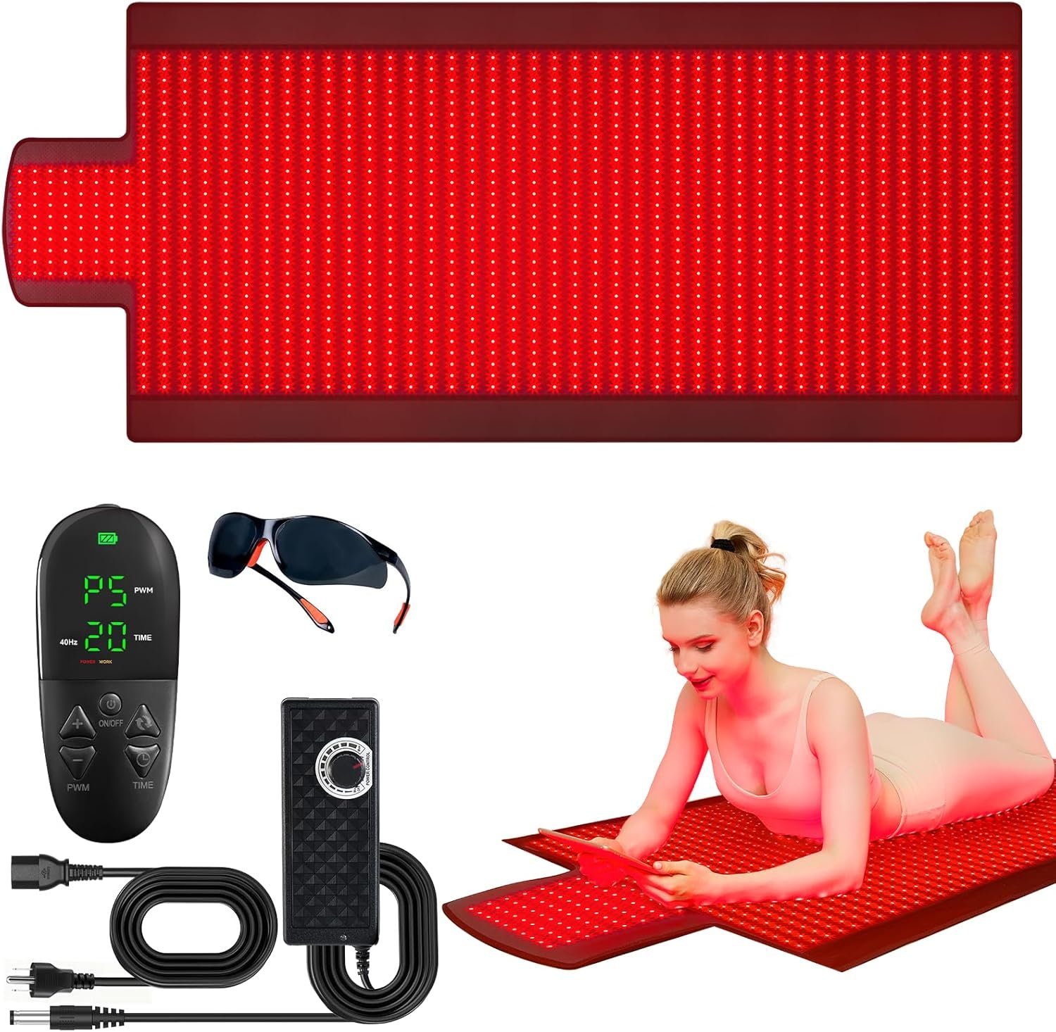 Full-Body Red Light Therapy Mat – High-Density Dual Wavelength LEDs, Foldable
