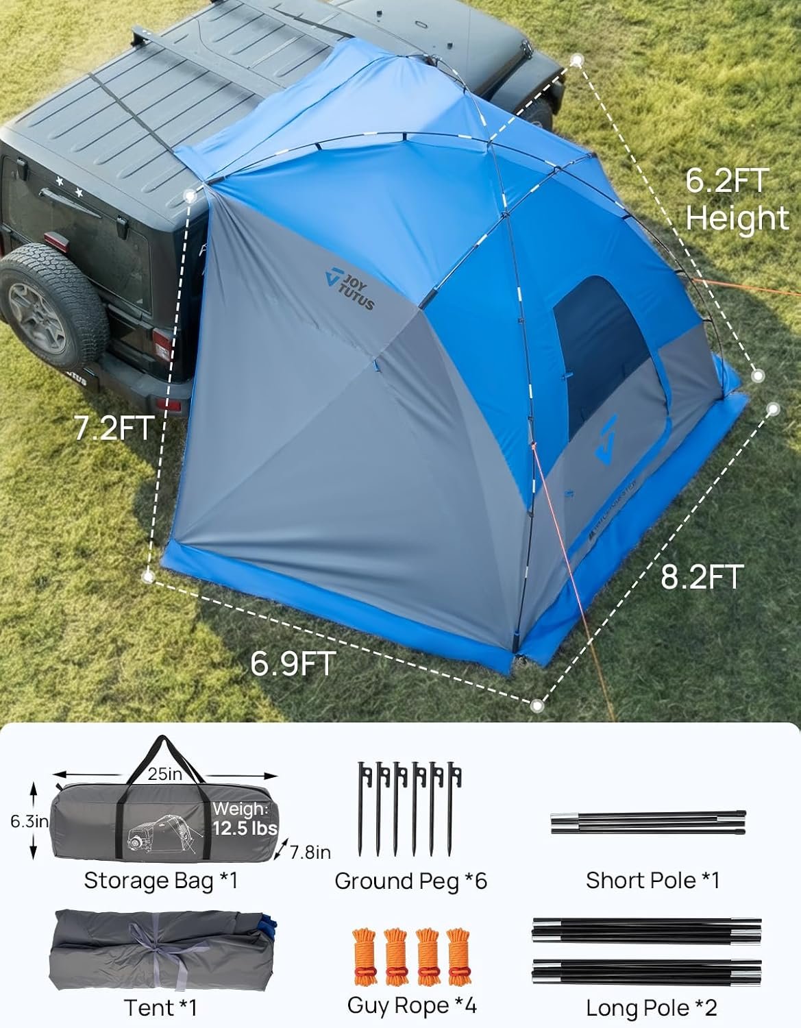 Universal Vehicle Shelter with 3-Side Sunshade – Waterproof, Side or Rear Mount - Image 6