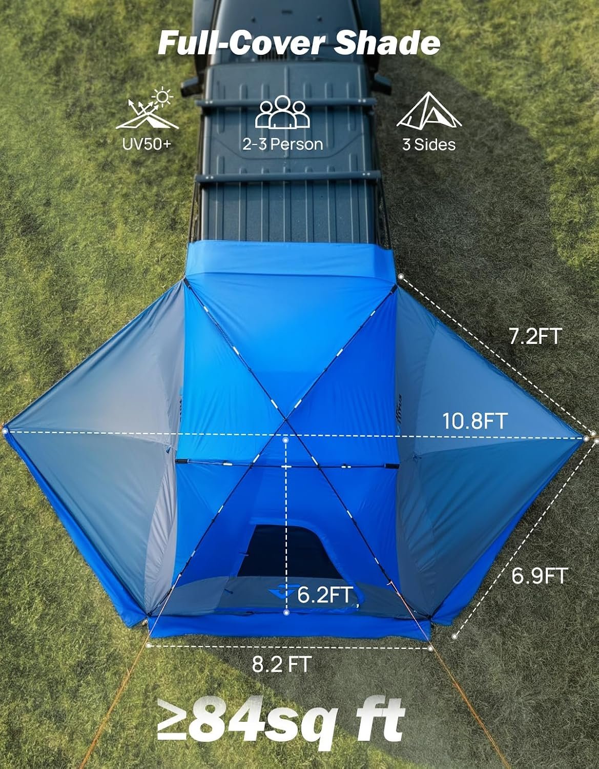 Universal Vehicle Shelter with 3-Side Sunshade – Waterproof, Side or Rear Mount - Image 3