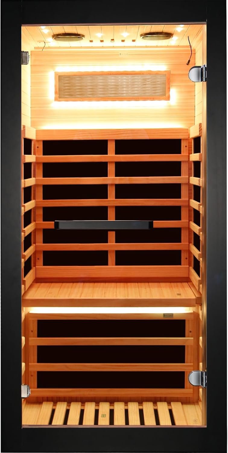 1-Person Chilean Pine Infrared Sauna Room – Starry Sky Lighting, Oxygen Bar, Dual Speakers - Image 3
